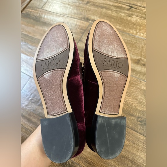 Burgundy  Franco Sarto Classic Low block Heeled Loafers with Studded Detail 7 - Picture 6 of 12